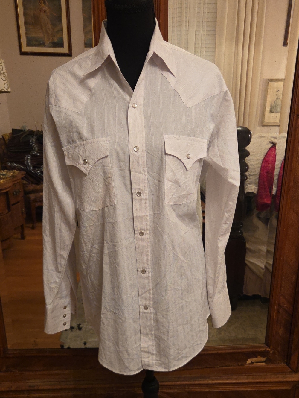 Men's White Western Pearl Snap